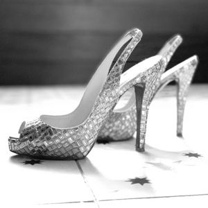 Christian Louboutin Silver Lady Sling backs 36.5